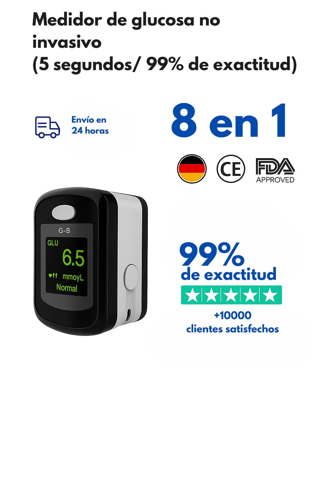 Monitor glucosa sin pinchazos GlucoSmart